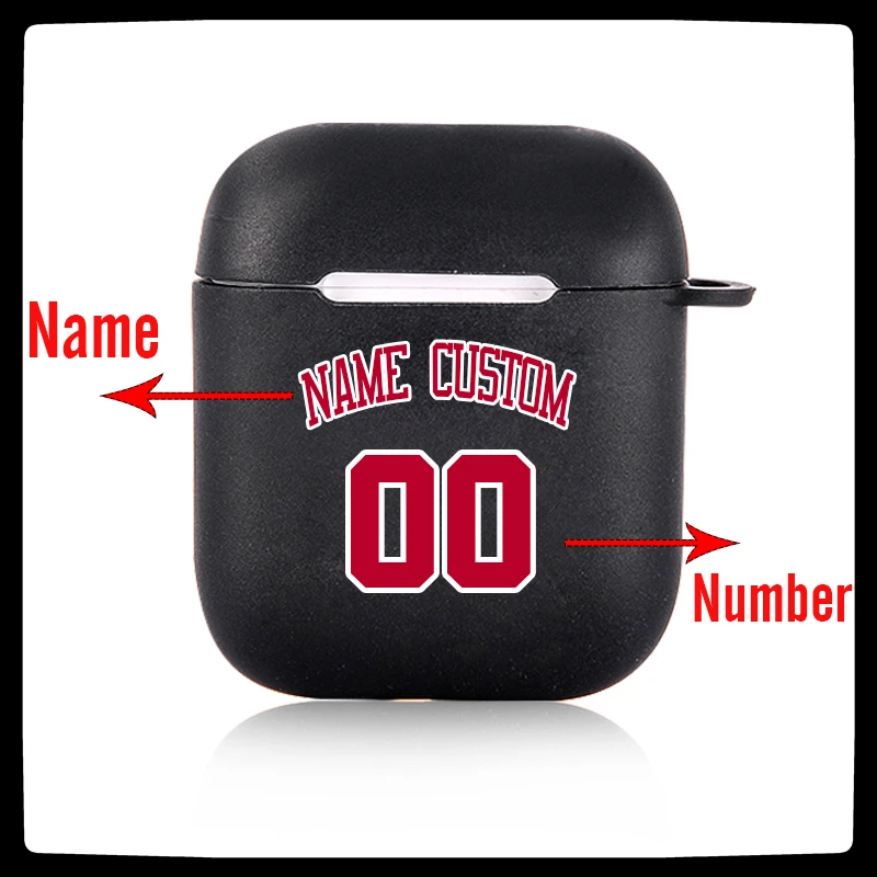 Basketball Number Name Custom Case for Apple Airpods 1 2 3 Soft Silicone  Cover Logo Image Text Personalized Case for Airpods Pro