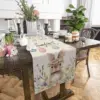 Spring Easter Bunny Eggs Flowers Linen Table Runner Holiday Party Decor Rustic Floral Botanical Table Runners Easter Decorations 3