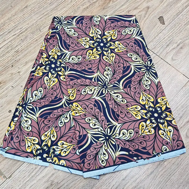 2026 African Golden Wax Fabric Real Wax 100% Cotton Ankara Fabric Flower Print Batik Soft Golden Super Tissue 6 yards for Party 3