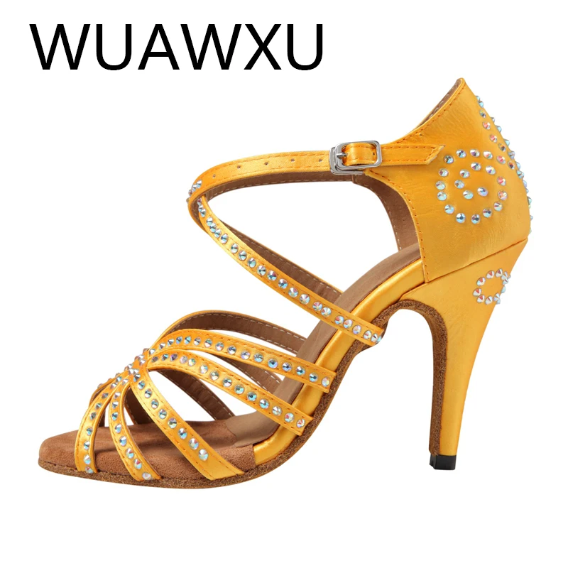 Latin dance shoes Orange women's dance shoes Heels high ironing dance shoes Performance dance shoes Show shoes Sexy dance shoes