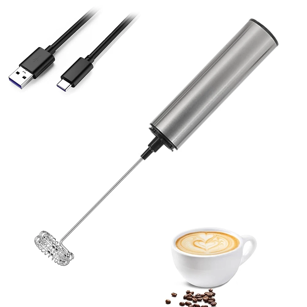 رغوة الحليب المصنوعة من الفولاذ المقاوم للصدأ القابلة لإعادة الشحن بسرعتين لاستخدام Latte Cappuccino Espresso Home وBarista