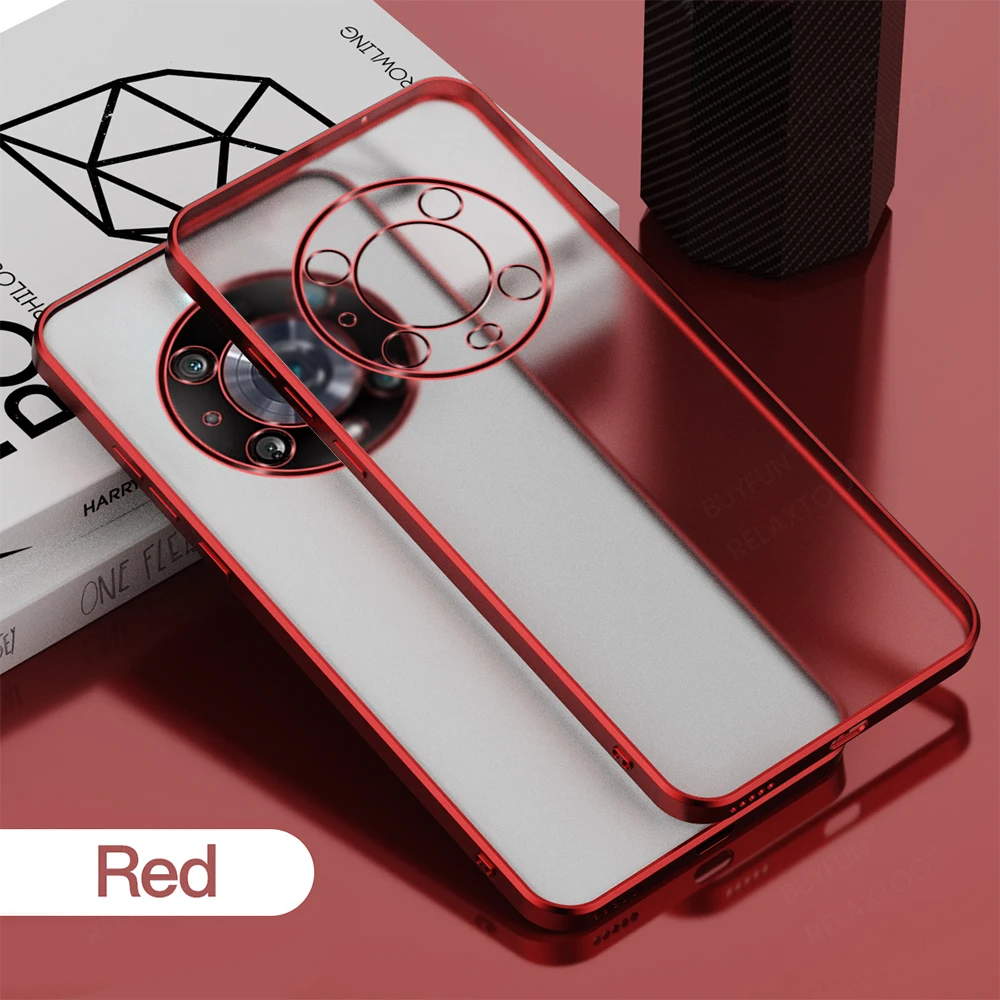 Coque arrière de luxe translucide avec cadre plaqué mat, étui rigide pour Honor Honer Magic 4 Magic4 Pro 4Pro 5G, caméra PC Shockpro_voghion.com