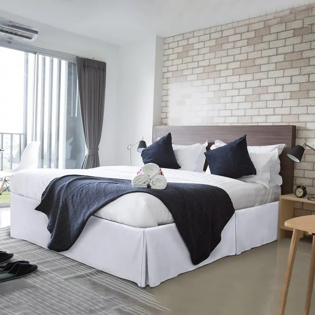 Hotel Bed Skirt Hotel-quality Soft Bedding Solid Color Queen Bed Skirt with 14-inch Tailored Drop Fade for Bedroom bed skirt
