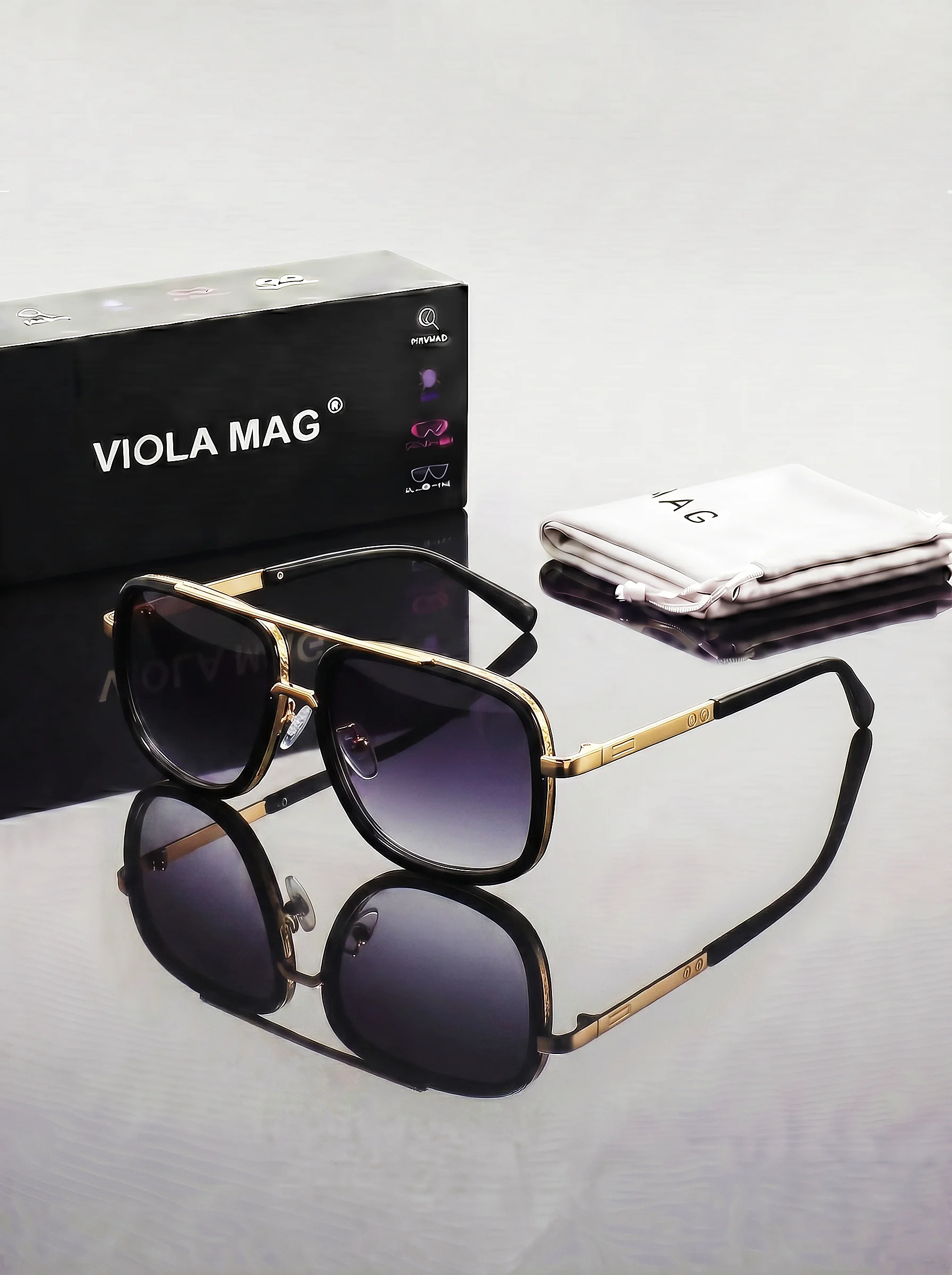 Luxury Retro Double Bridge Aviator Sunglasses - Premium Fashion Designer Shades with Protective Velvet