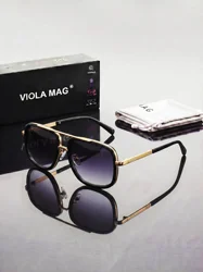 Luxury Retro Double Bridge Aviator Sunglasses - Premium Fashion Designer Shades with Protective Velvet (Gradient Gray)