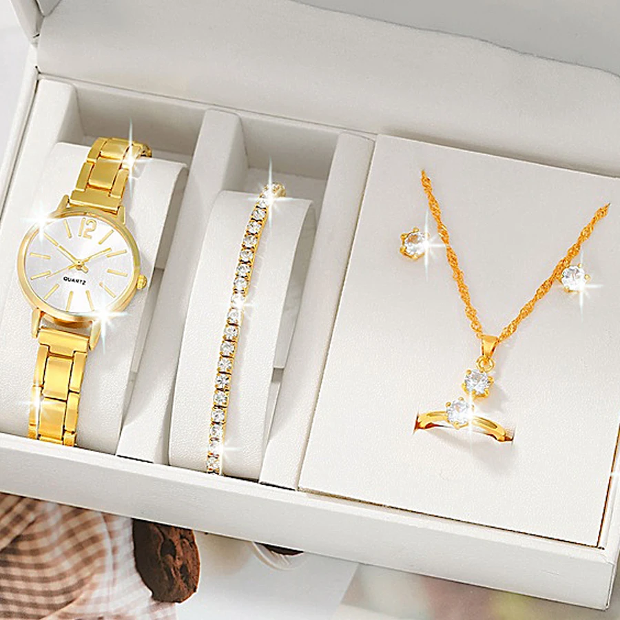 6 قطعة/المجموعة ساعة نسائية الحد الأدنى موضة كوارت...