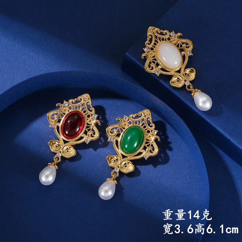 

2024 New Anne Bloom Vintage Court Emerald set with tassel Pearl Pendant Bubbly accessory Brooch