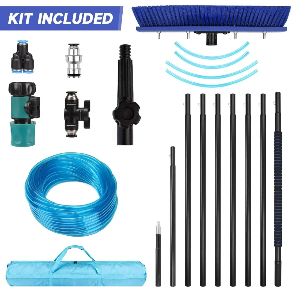 40-Foot Water-Fed Pole Kit for Solar Panel and Window Cleaning with Roof Glass Cleaning Tools