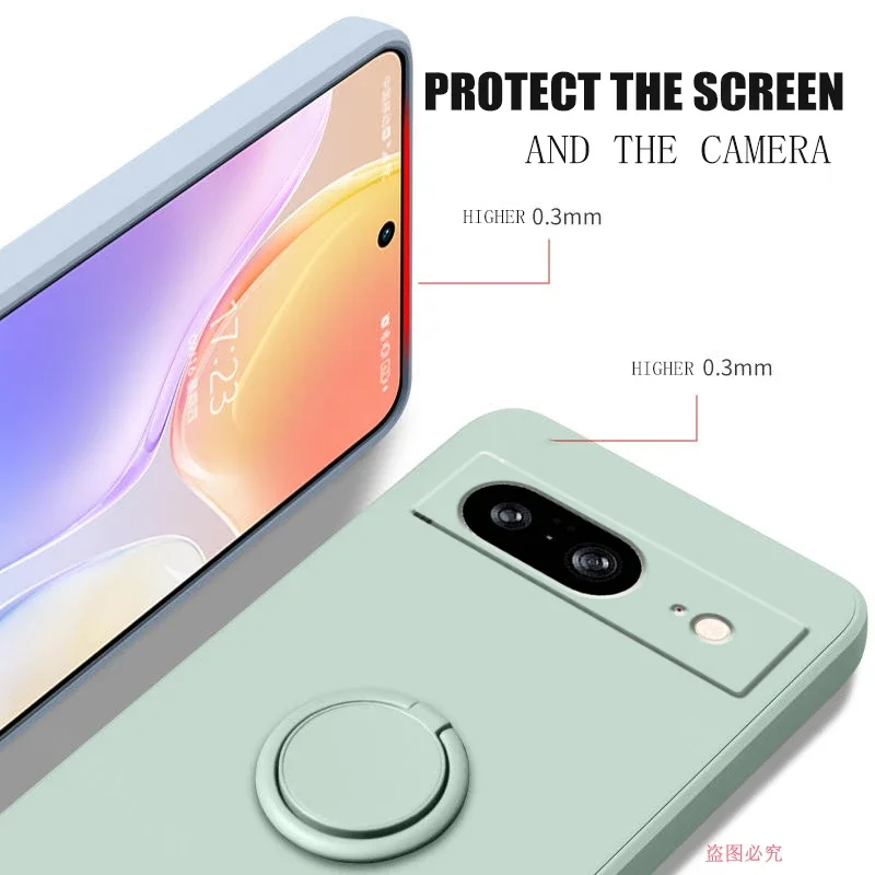 Premium Silicone Phone Case with 360° Ring Stand and Lens Protection
