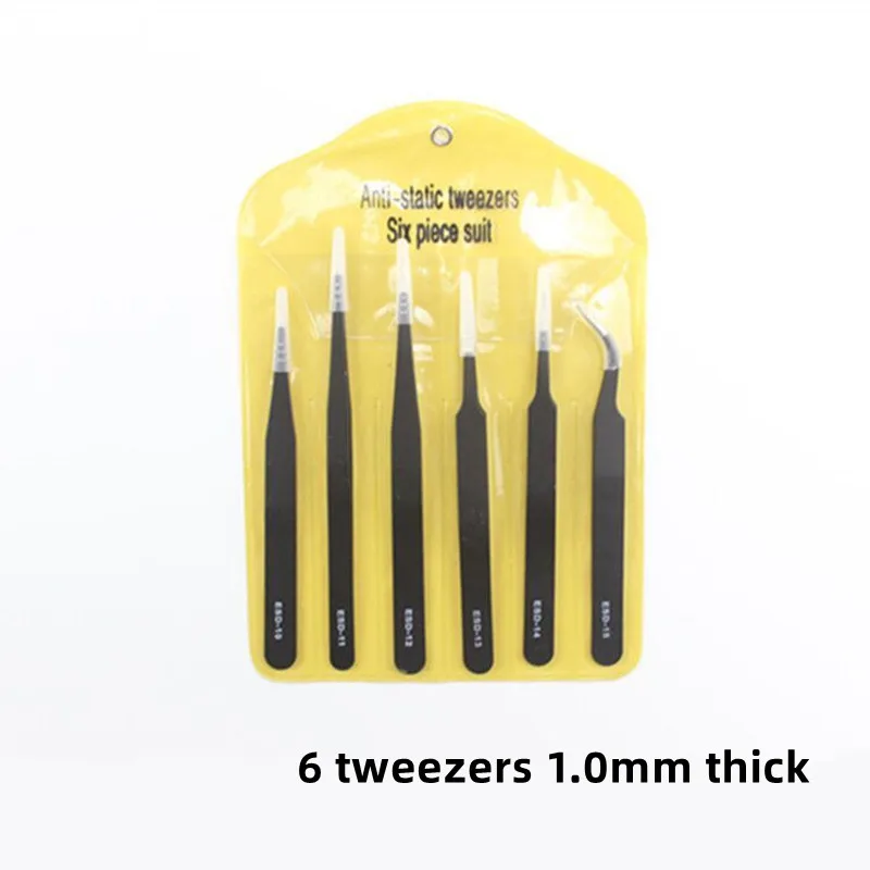 6PCS Precision ESD Anti Static Tweezers for Electronics Repair