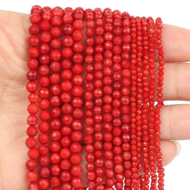 Wholesale 2mm 3mm 4mm Faceted Red Coral Beads Diy Round Loose Spacer Beads  for Jewelry Making Handmade Bracelet Accessories - AliExpress