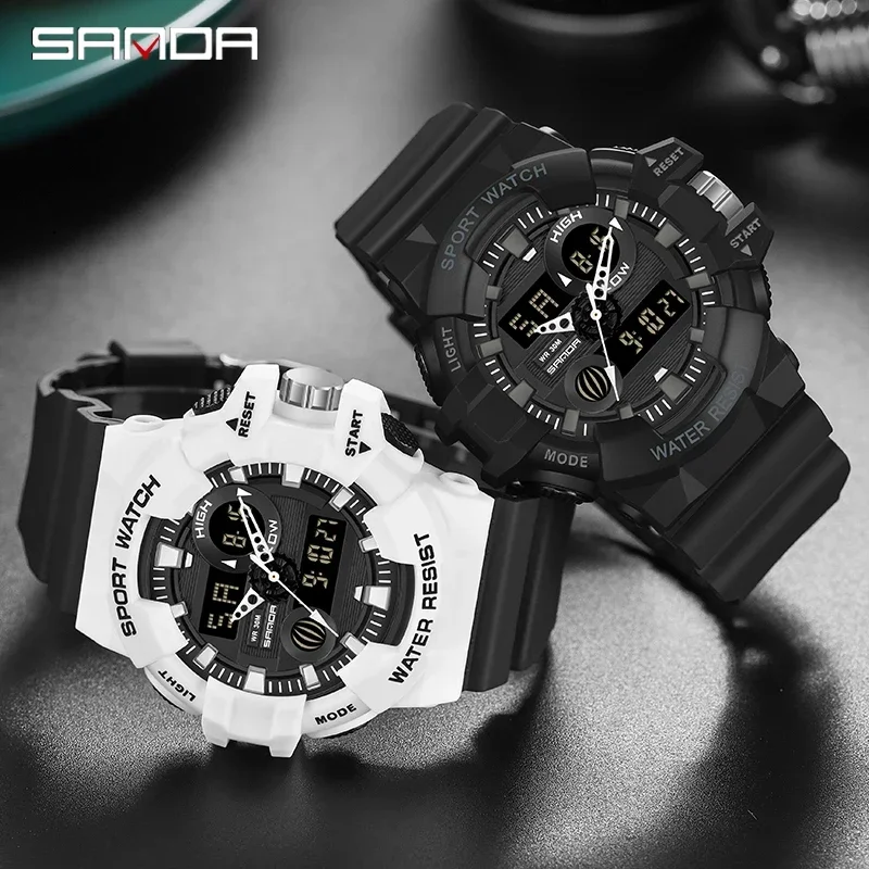 SANDA 780 Luxury Military Waterproof LED Dual Display Digital Mens Wristwatch G Style Sports Watch for Men Shockproof Relojes