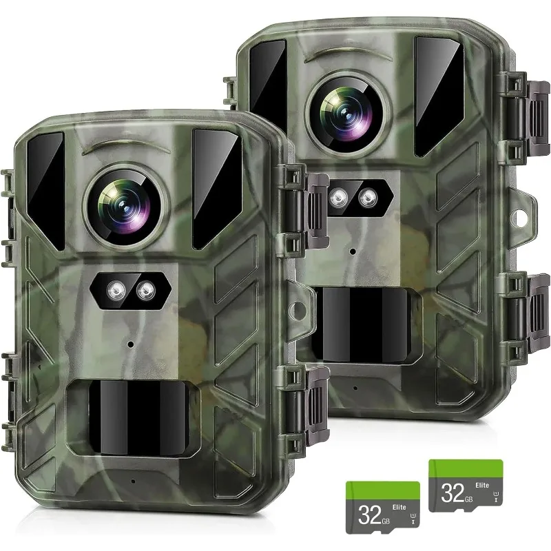 Pack 2 mini caméras faune 24MP 1080P étanches - Observation oiseaux et surveillance jardin compacte