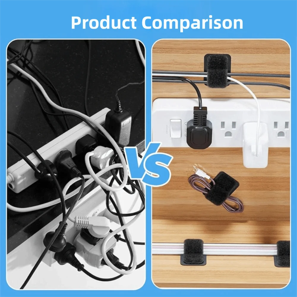 41개 책상 아래 케이블 정리 밴드 세트, 숨김형 훅앤루프 테이프 코드 정리기, 나일론 타이, 엉킴 방지 데이터 케이블 보관