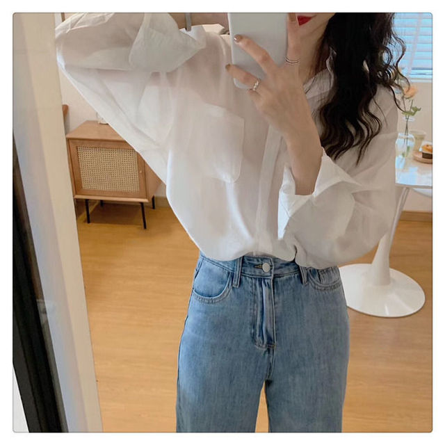 Women's Thin Shirt Summer Solid Color Sun Protection Top