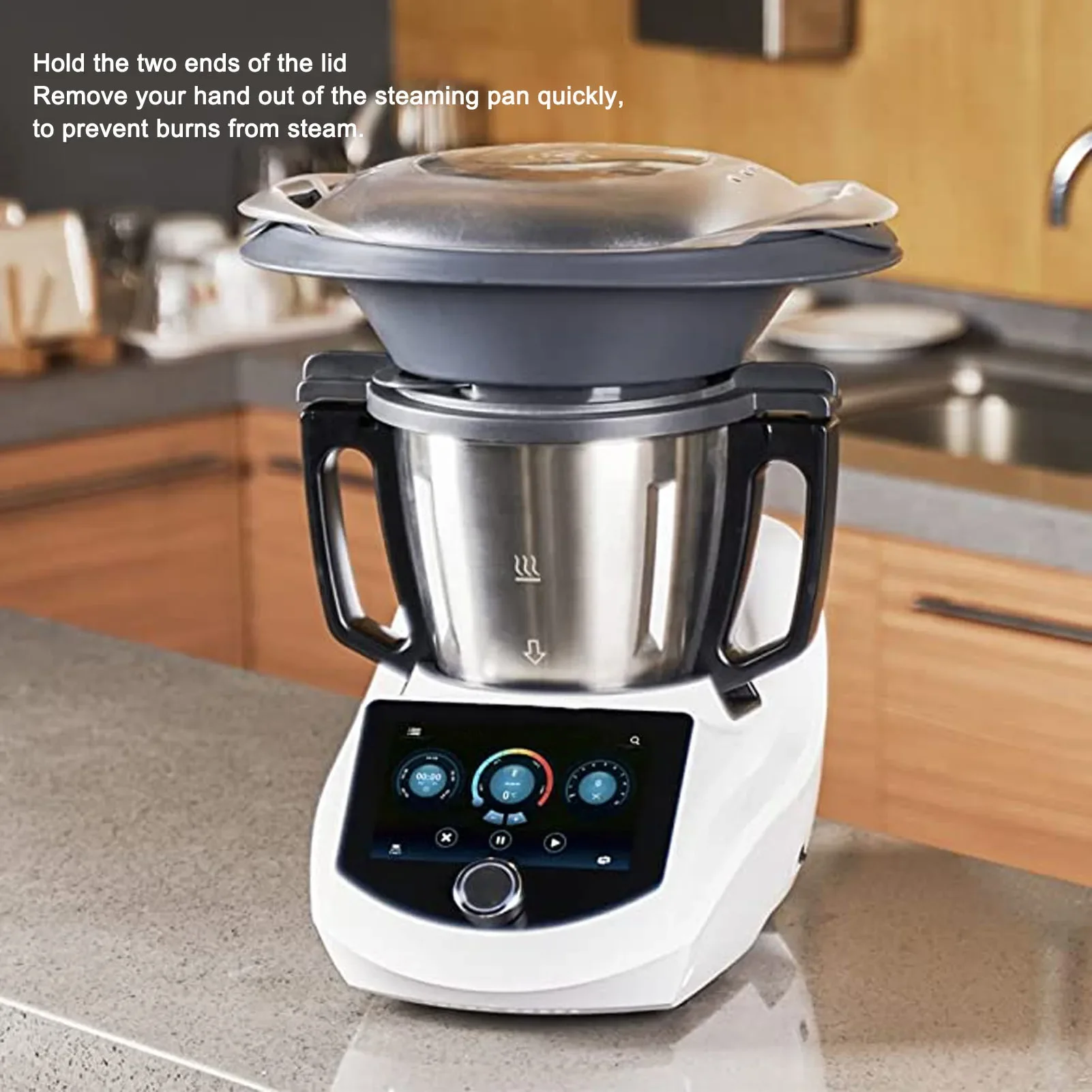 Description Picture 2 of itemSteaming Pan With Cover for Thermomix T31 TM6 TM5 Food Processor Robot Lid Food Steamer Clear Cover