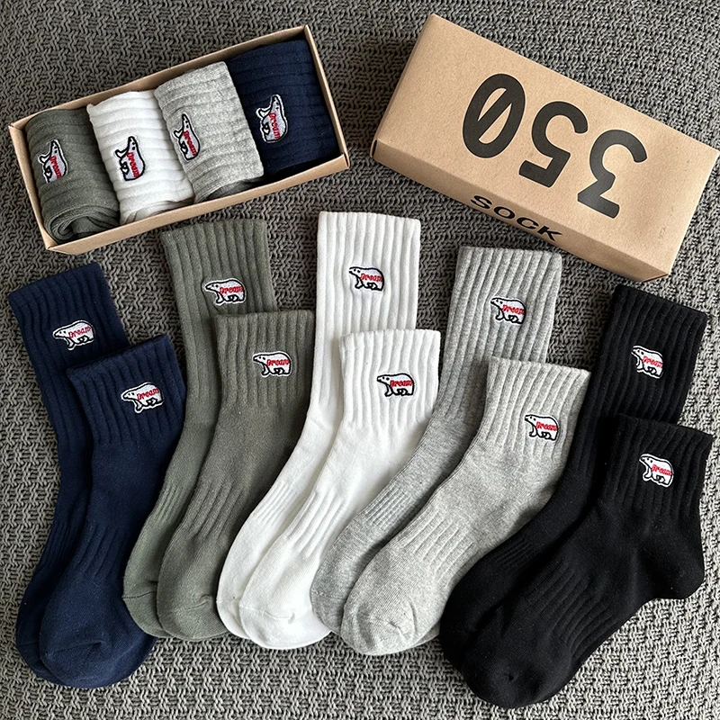 

Men's Socks Gift Christmas 4Pairs/Box Summer Cotton Socks Deodorization Free Shipping Items for Men Funny Black Sports Socks