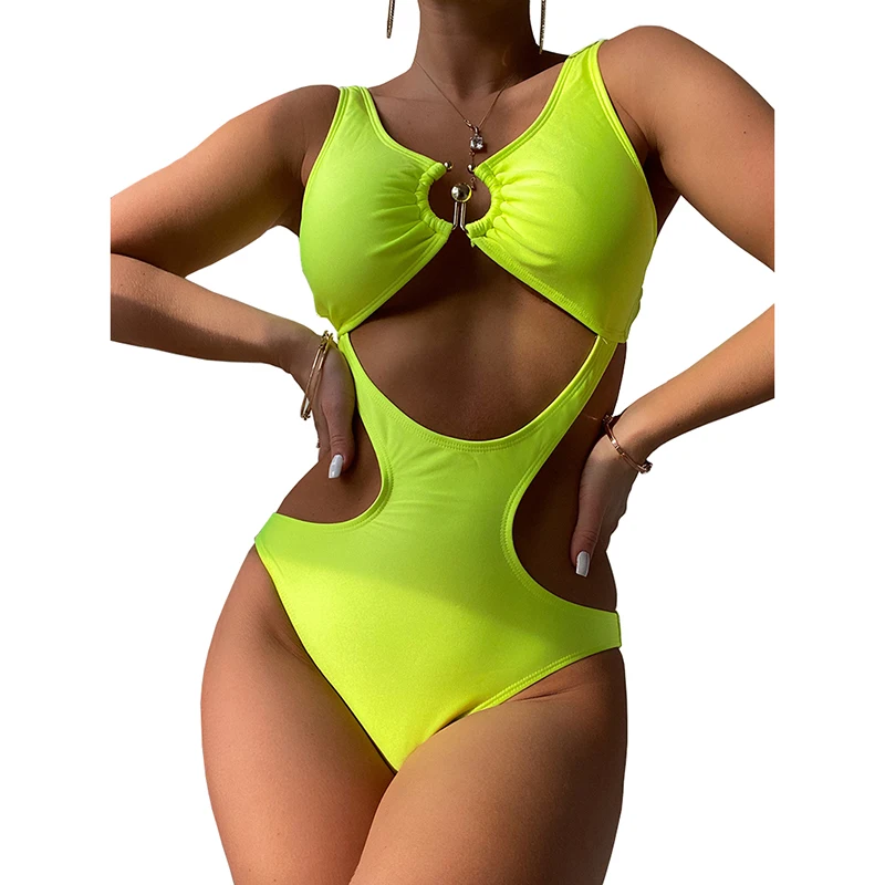 

2023 Women Swimsuit One Piece Sexy Monokini Thong Lace Up Bikini Hollow Out Bandage Swimwear Bathers Bathing Suit Mujer Biquini