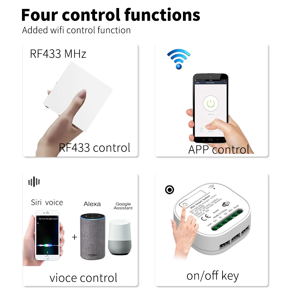 SIXWGH 스마트 홈 자동화 스위치, Apple Homekit 버전, Siri 음성 제어, 자체 전원 방수 무선 스위치