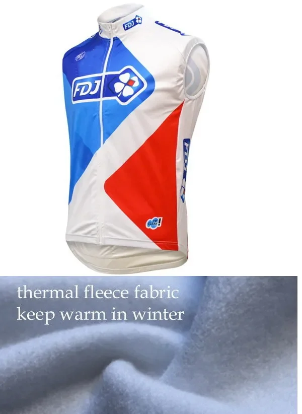 WINTER FLEECE THERMAL 2015 FDJ TEAM BLUE Sleeveless Cycling Vest Mtb Clothing Bicycle Maillot Ciclismo Bike Clothes