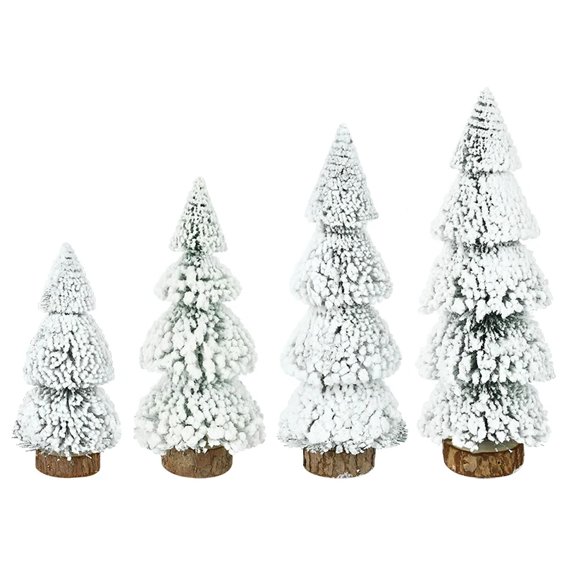 Mini Weihnachts baum Ornamente Kunstschnee Kiefer Frohe Weihnachten Dekorationen für Home Desktop Navidad Neujahrs geschenk