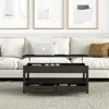 Lift Top Coffee Table with Hidden Compartment, 2 Drawers and 1 Open Shelf, Retro Central Wooden Table Lift Coffee Tables 4