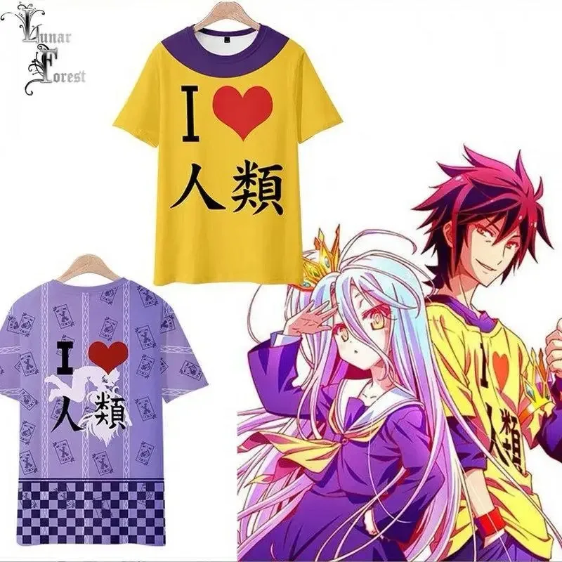 No game lifeless 3d print t-shirt summer round neck short sleeve kimono anime japanese streetwear 2024