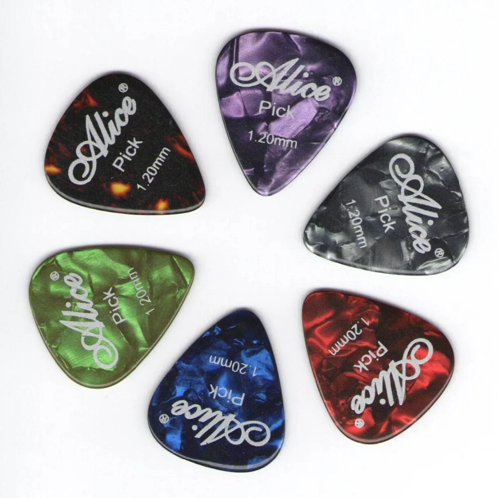 Deluxe Set of 6 Premium Celluloid Guitar Picks - Assorted Thickness for Electric & Acoustic Play