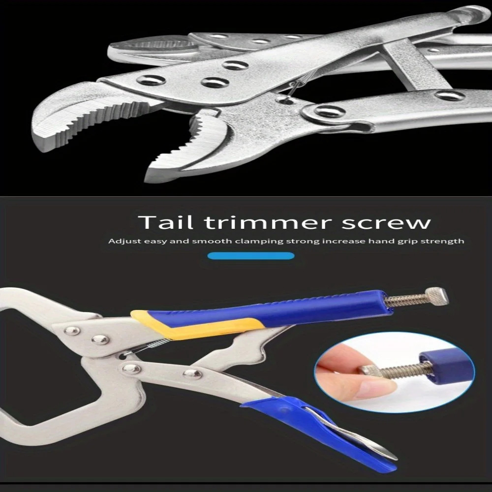 Description Picture 6 of item1pc Heavy Duty 6in Metal Face Clamp for Woodworking and Welding - Adjustable C- clamp Pocket Hole Locking Pliers Set