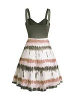 Plus Size Women's Tie Dye Print Dress Mock Button Crossover High Waisted Sleeveless A Line Mini Dress Summer Dresses - Image 2