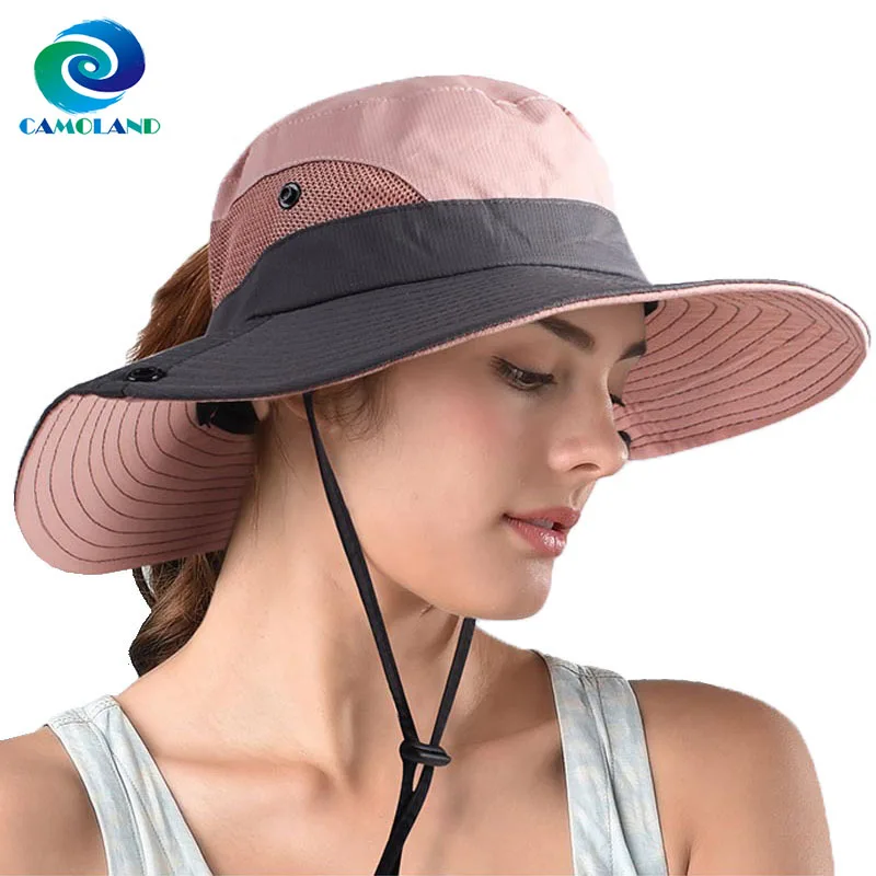 

CAMOLAND Safari Sun Hats for Women Child Summer Bucket Hat Wide Brim UV Protection Outdoor Hiking Fishing Hat for Female 2023