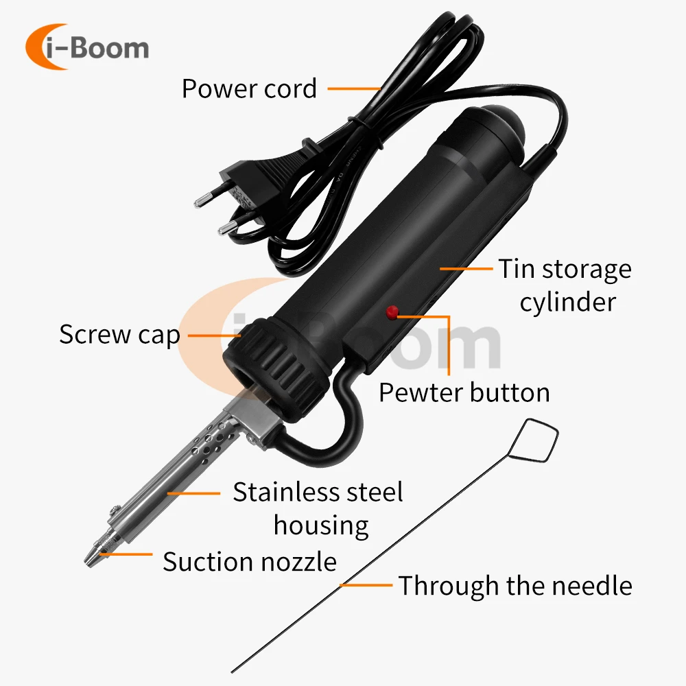 Desoldering Suction Pump Desoldering Pump Desoldering Tool Electrothermal Solder Sucker Electric Vacuum Welding Soldering Tin Sucker Vacuum 110V 220V Desoldering Pump Iron Nozzle Automatic Removal Pen Tool Set