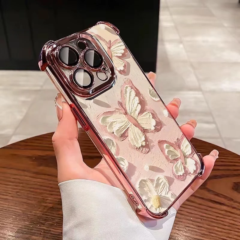 Butterfly Y2K Plating Silicone Shockproof Transparent Phone Case