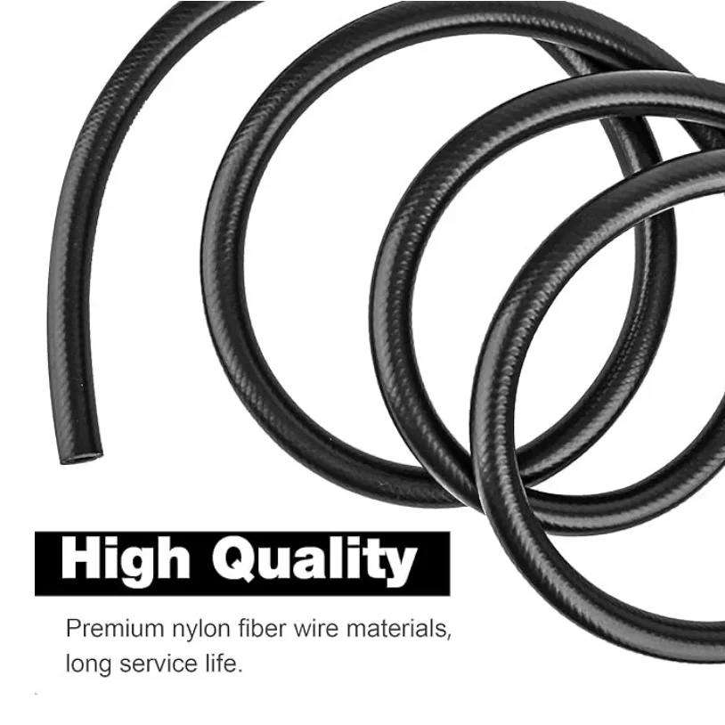 1M Double-layer Resin Oil Pipe Fuel Tube Oil-resistant Wire-clamping Tubing Petrol Hose Diesel Pipeline Black Core 6~14mm