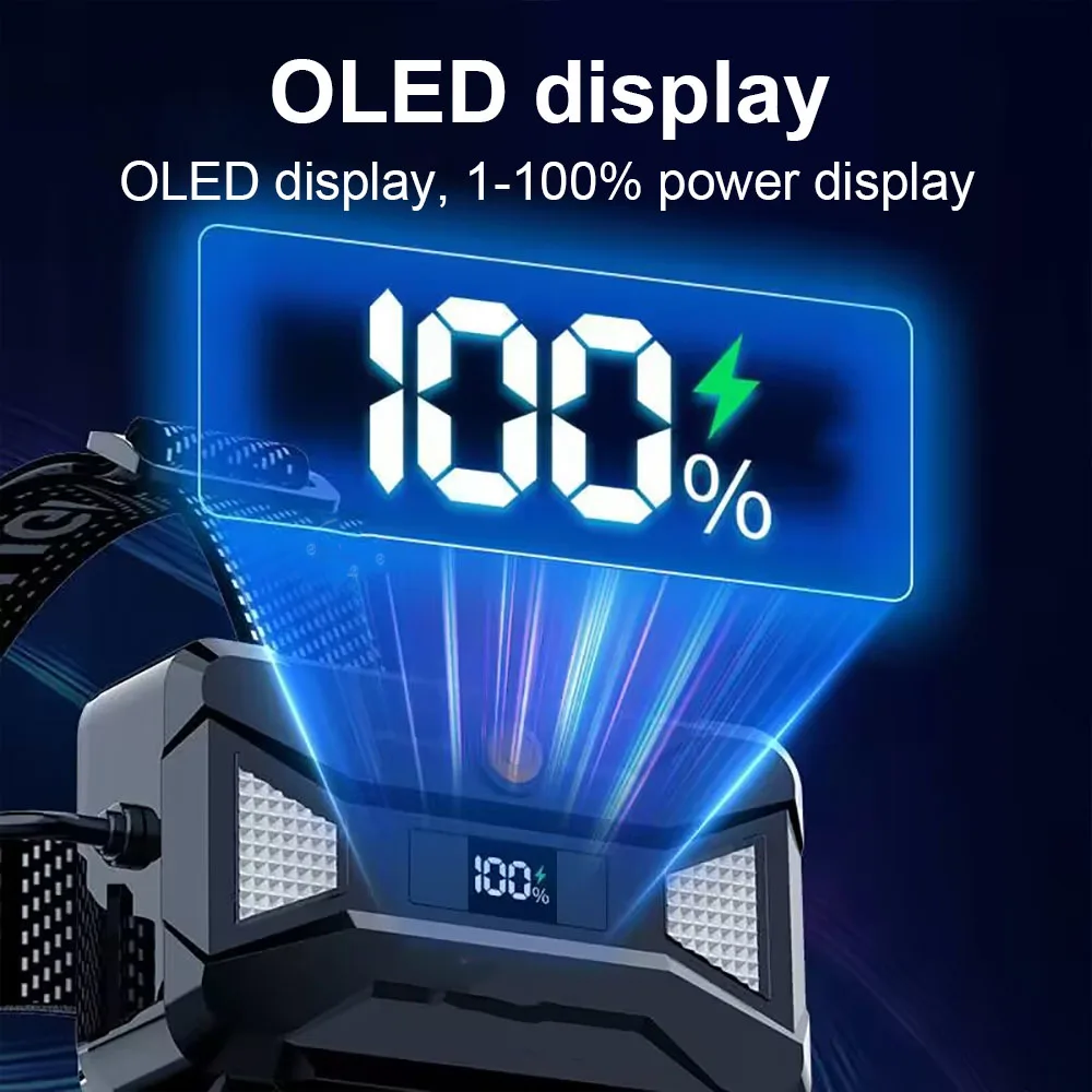 5000000LM 800W/300W 가장 강력한 IR 센서 헤드램프 충전식 헤드 플래시라이트 장거리 3000M 낚시 랜턴 헤드 LED 라이트