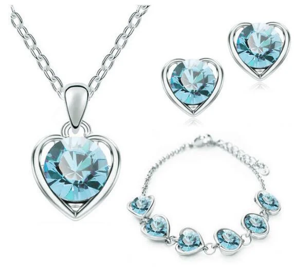 2021 Luxury Simple Big Small Hollow Double Heart-shaped Necklace Exquisite Crystal Zircon Pendant Chain Women's Wedding Jewelry 