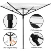Umbrella Clothesline Outdoor, Rotary Retractable Clothes Line Outdoors Adjustable Height Drying Rack Clothing 4 Arms 12 Lines 3
