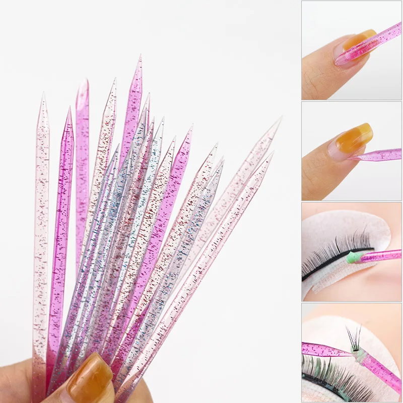 50Pc Acrilico Glitter Spingi Cuticole Ss Diamonds Punteggiatura Nail Stick Picker Ice Clear Polish Nail Cuticle Cleanser Tool Stick 95Mm