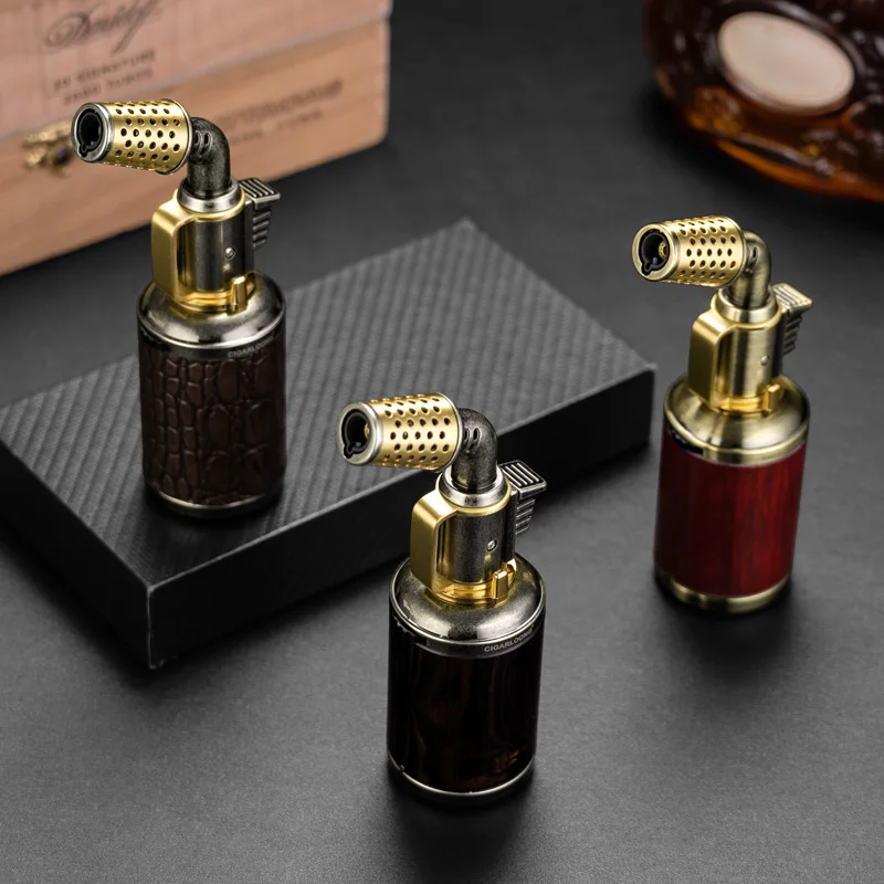 CIGARLOONG-Straight Windproof Cigar Lighter, Inflatable Retro Torch, Double Safety Switch Design with Gift Box, CLB-23HN1