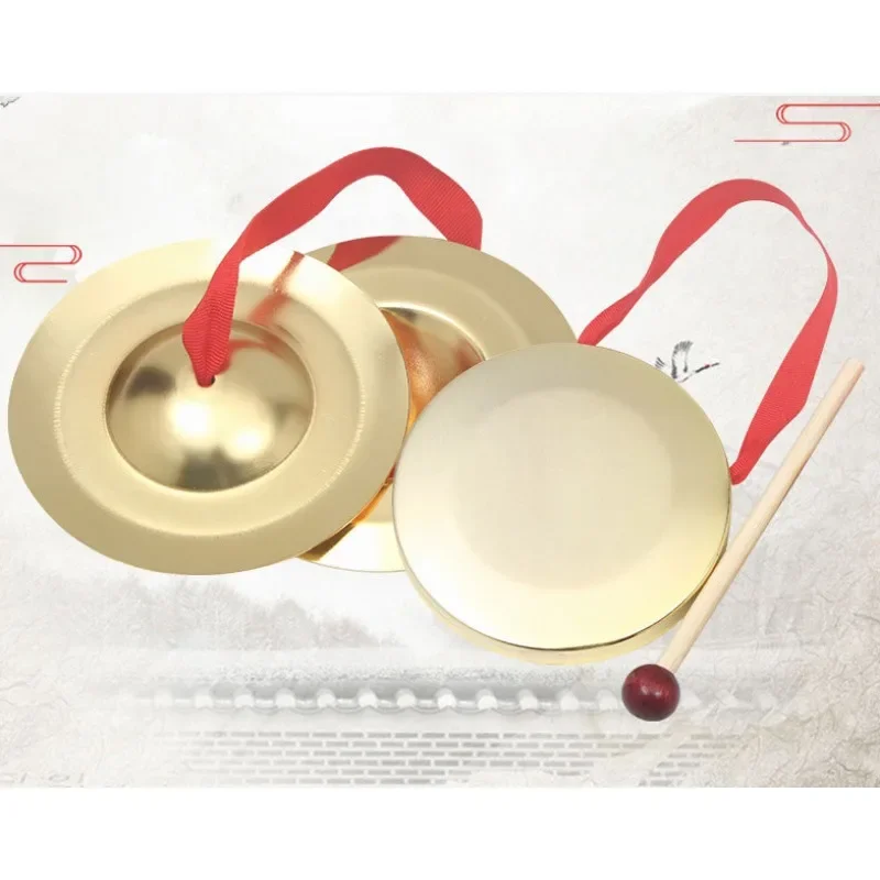 Children's Small Copper Gong Cymbal Percussion Instrument Mini Tap Texture 9cm Music Cultivation Puzzle Kindergarten Props tibetan cymbals drum cymbal kit chinese gong instrument finger cymbals