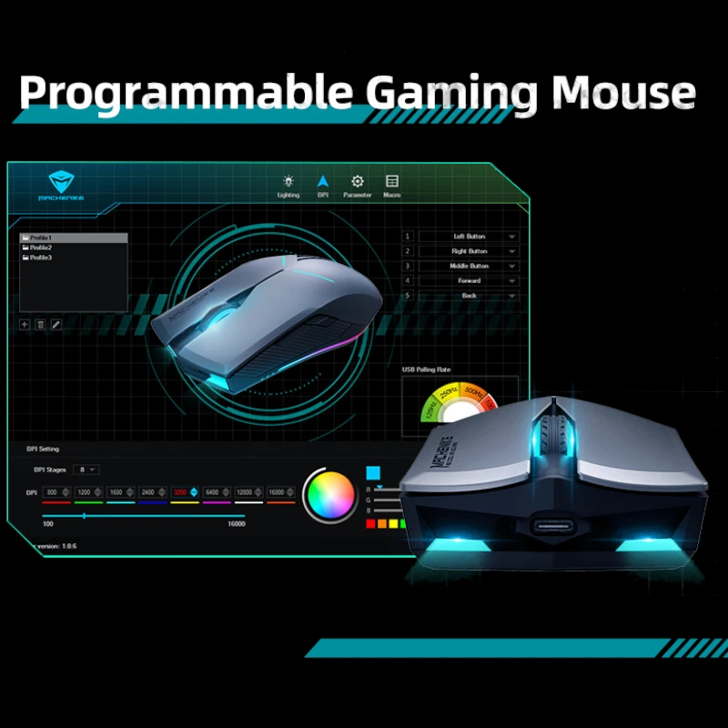 Machenike M7 Dual Mode Wireless Mouse Wired Office Gaming Mouse 16000 DPI 95g Programmable Rechargeable RGB Backlight Mice images - 6