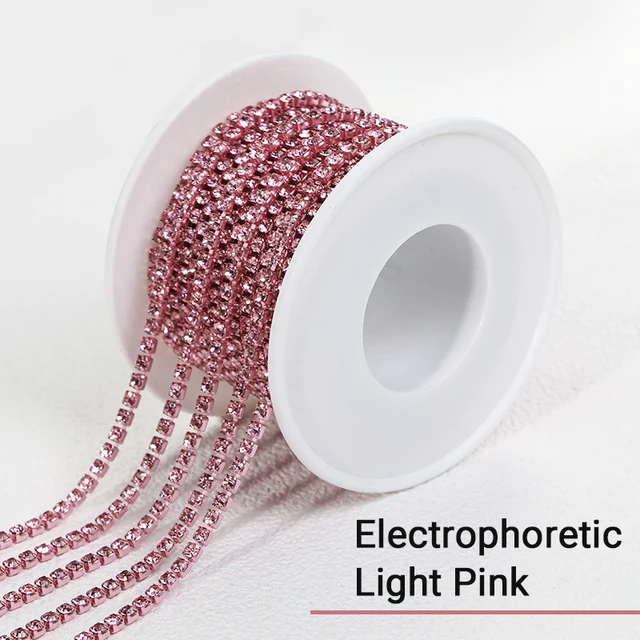 XiChuan 1 Yard 10 Colors Claw Rhinestone SS6 SS8 Crystal Tassel Diy Clothes Earring Accessories Beads Diamond Rhinestone Chain Light pink Elec