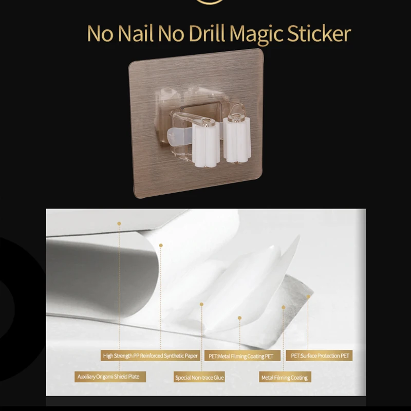 shelf for holding household mops is easy to install without punching