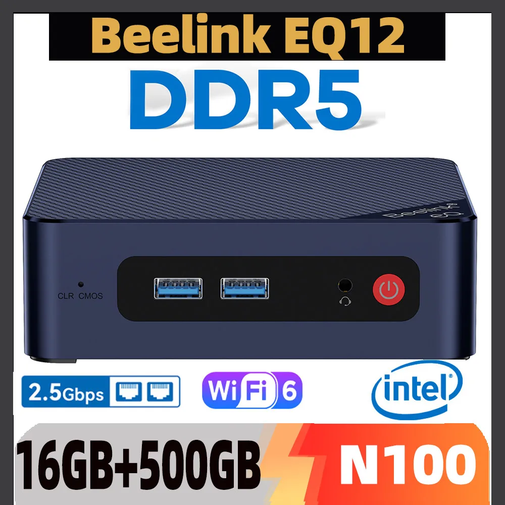 ミニPC Beelink EQ 12 Mini Pc 16GB DDR5 500GB SSD 第12世代プロセッサ N100 4C 4T 最大 3.4Ghz   Typc 2* HDMI 4K@60Hzつの出力ギガビットイーサネ - 2