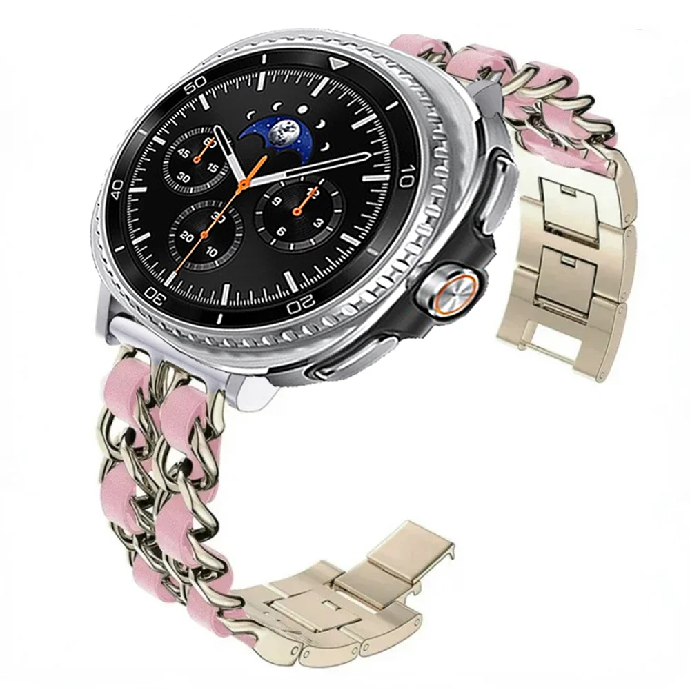 Stylish Metal & Leather Strap Fashion Wristband