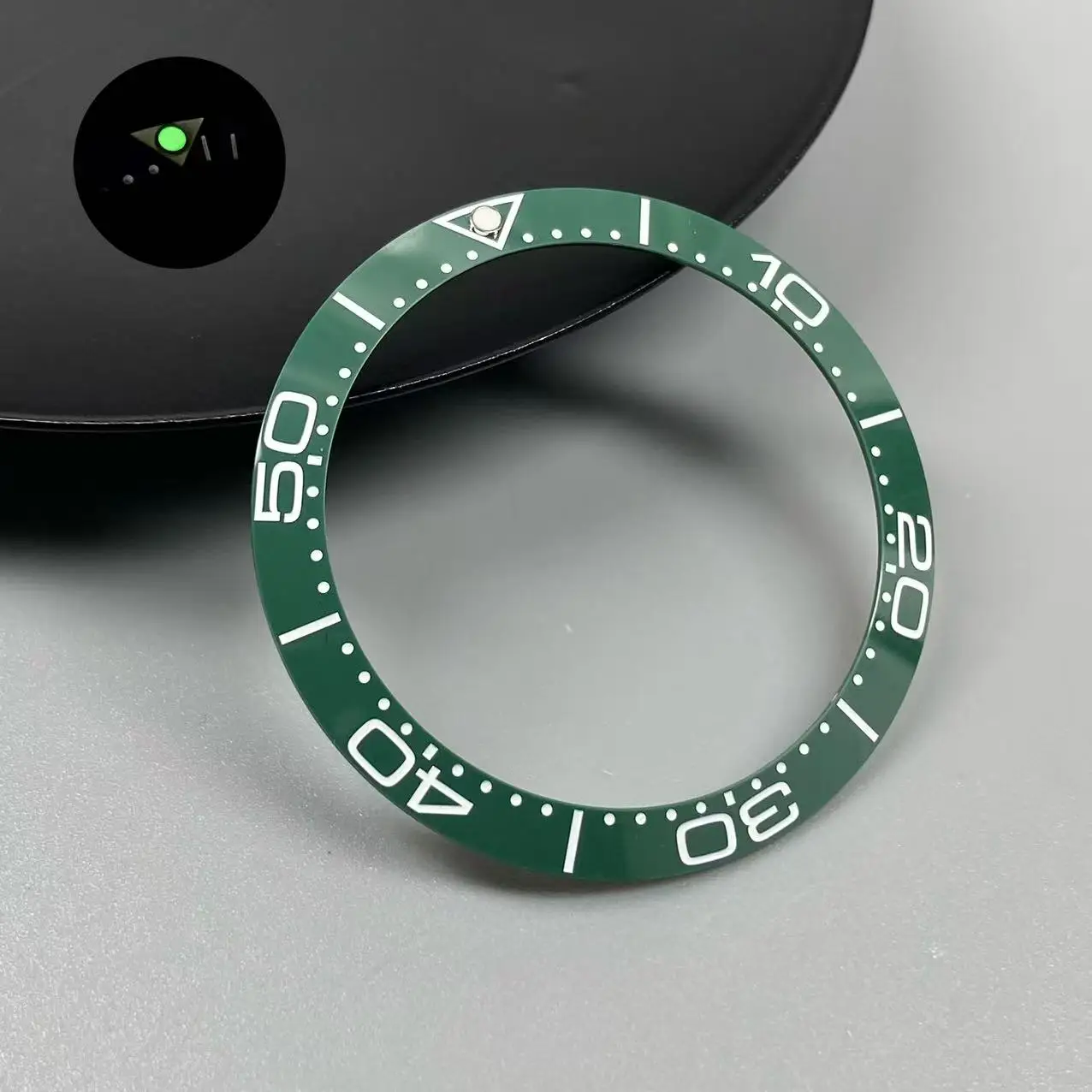 Blue/Green Luminous 38mm Tilted Ceramic Bezel Insert Ring