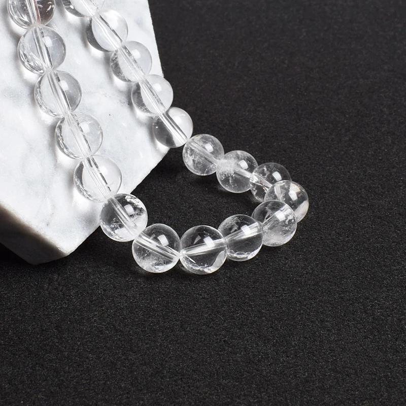Bracciale Cristallo Quarzo Trasparente Naturale 8mm - Perline Tonde - Guarigione E Bilanciamento
