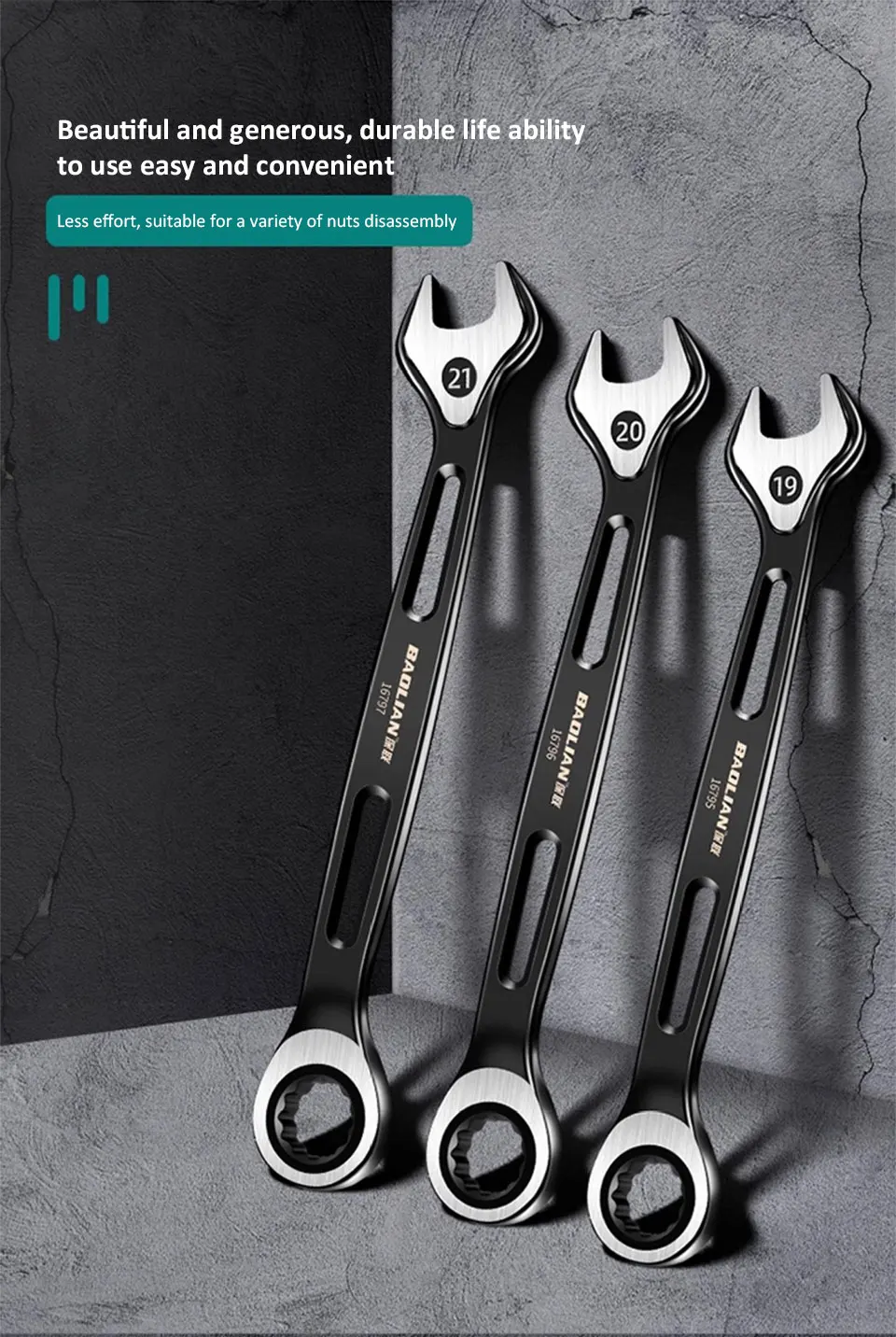 1PC 6-22mm Kombination Ratsche Dual-zweck Schlüssel Metric Universal Spanner arbeitssparende Anti Slip reparatur Werkzeug Hand Werkzeug – Detail 6