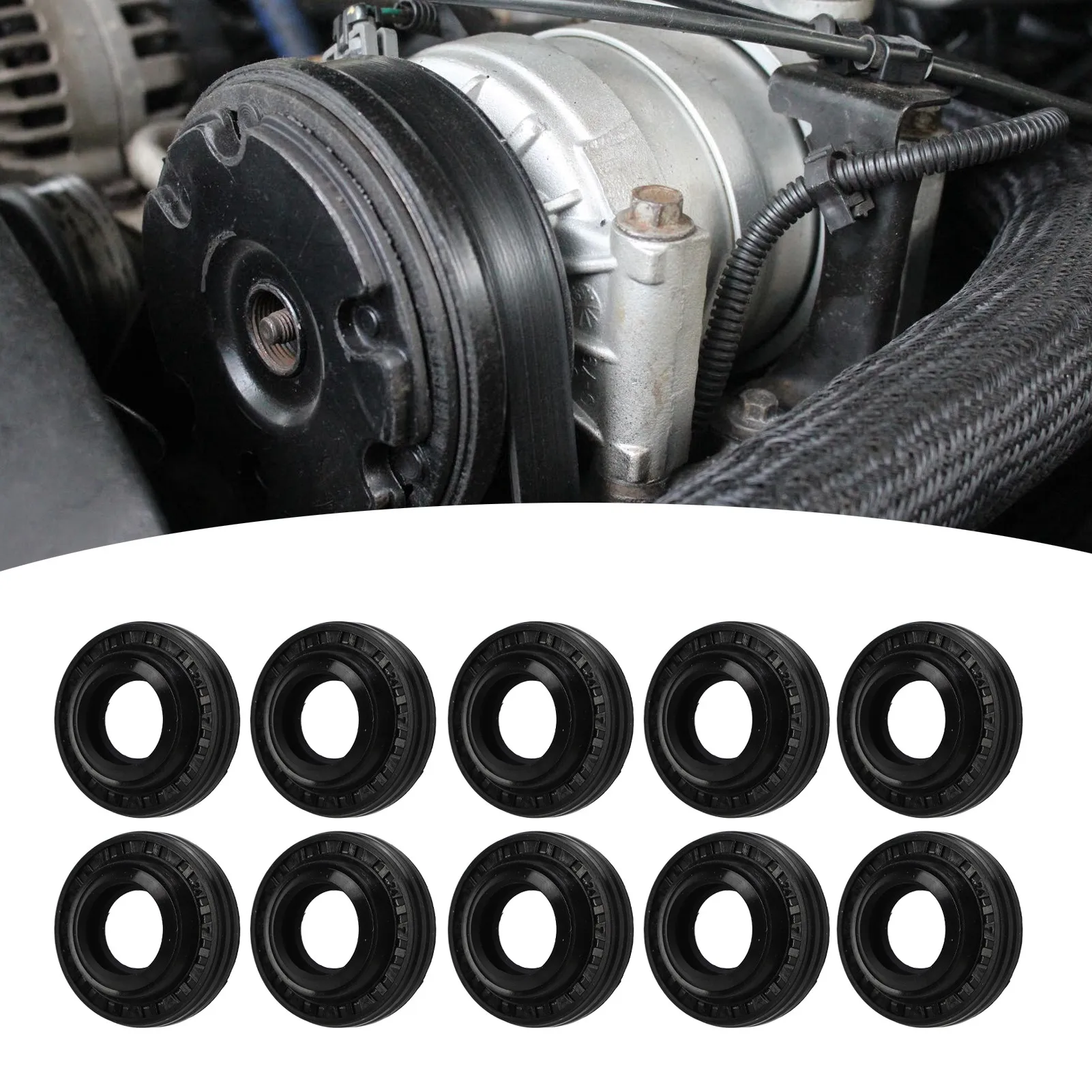 10 Pcs AC Compressor Shaft Seal Rubber Strong Sealing Air Conditioner Output Shaft Lip Seal Kit MSC90 AC Compressor air conditioner