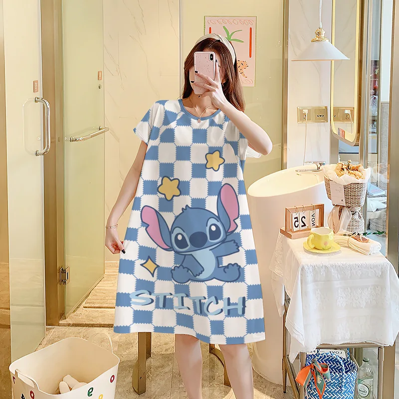Disney Stitch Pajamas Nightgown Cartoon Sleepwear Dress Summer